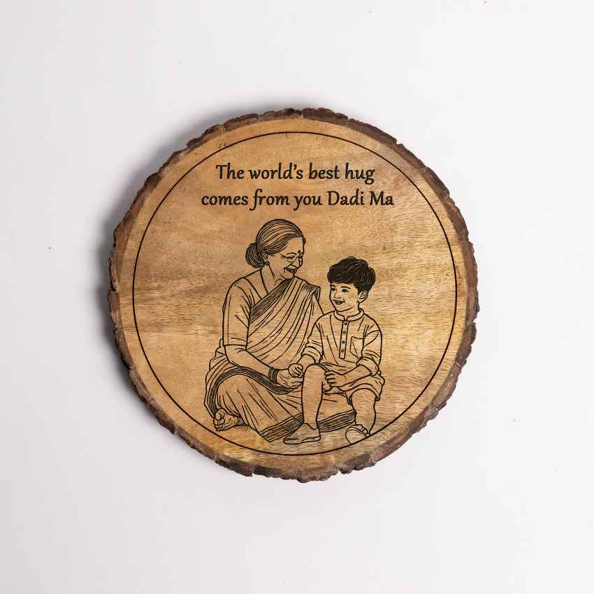 Serenitygrain Handcrafted Mango Wood Brown Plaque with Stand Gift Set | 8 inches