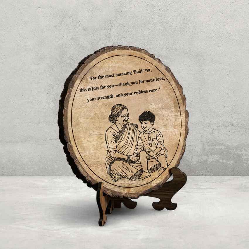 Evernest Handcrafted Mango Wood Brown Plaque with Stand Gift Set | 8 inches