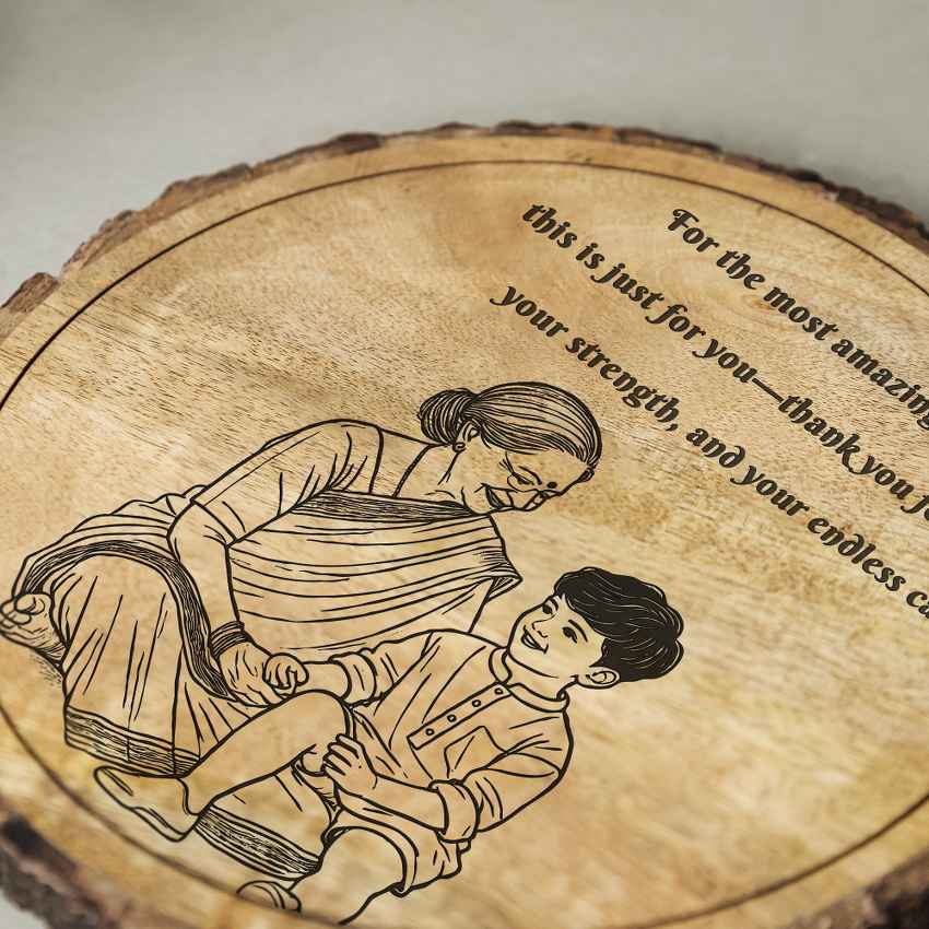 Evernest Handcrafted Mango Wood Brown Plaque with Stand Gift Set | 8 inches