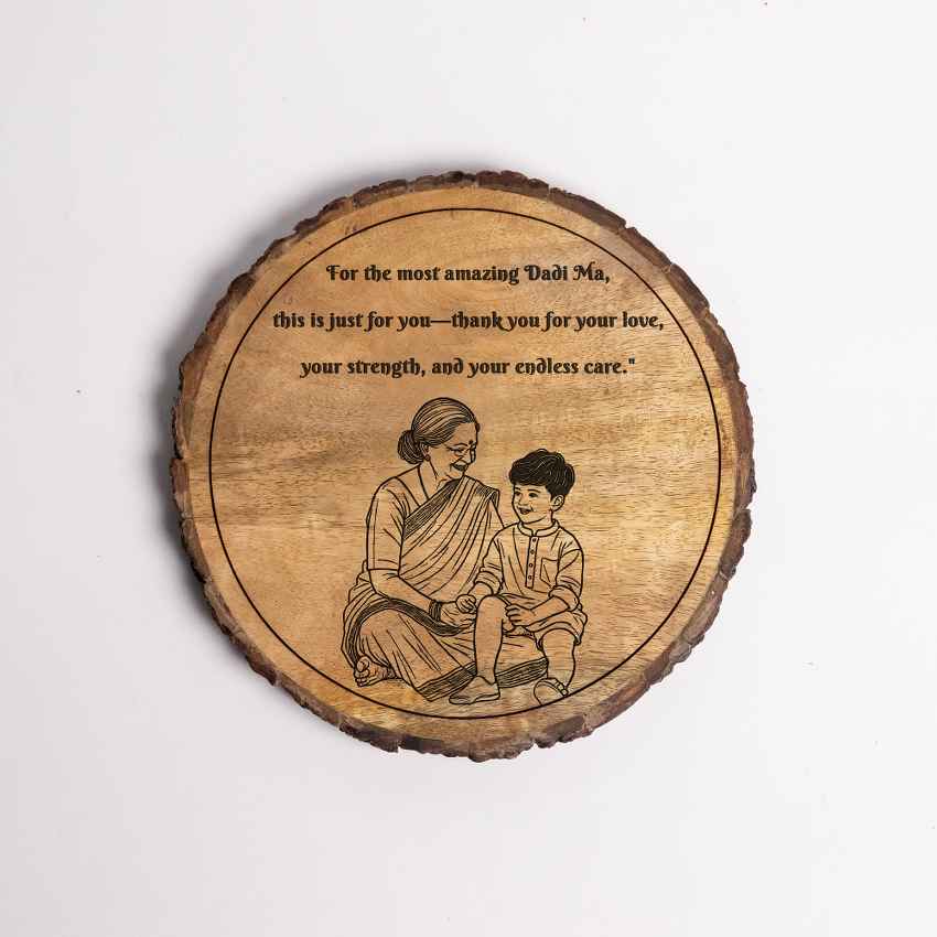 Evernest Handcrafted Mango Wood Brown Plaque with Stand Gift Set | 8 inches