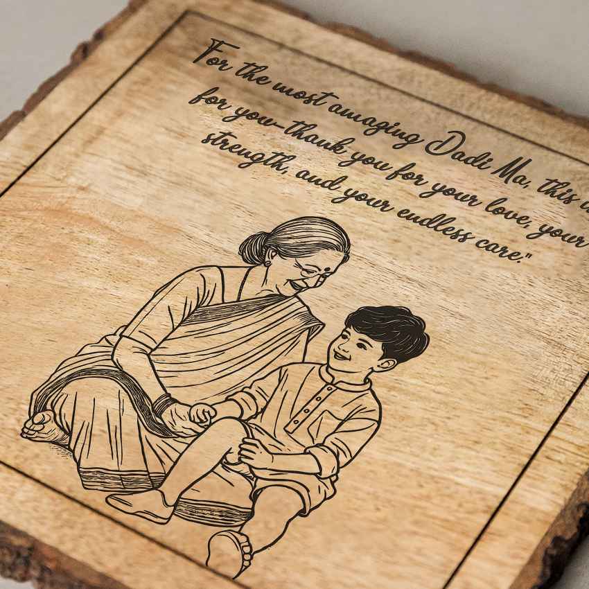 Carvenest Handcrafted Mango Wood Brown Plaque with Stand Gift Set | 8 x 8 inches