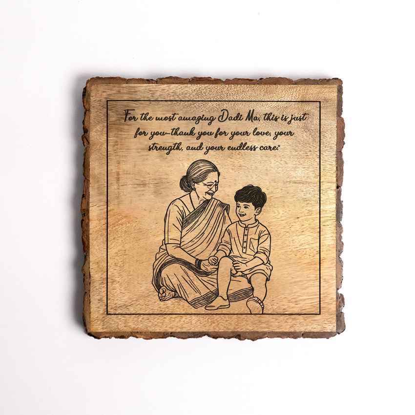Carvenest Handcrafted Mango Wood Brown Plaque with Stand Gift Set | 8 x 8 inches