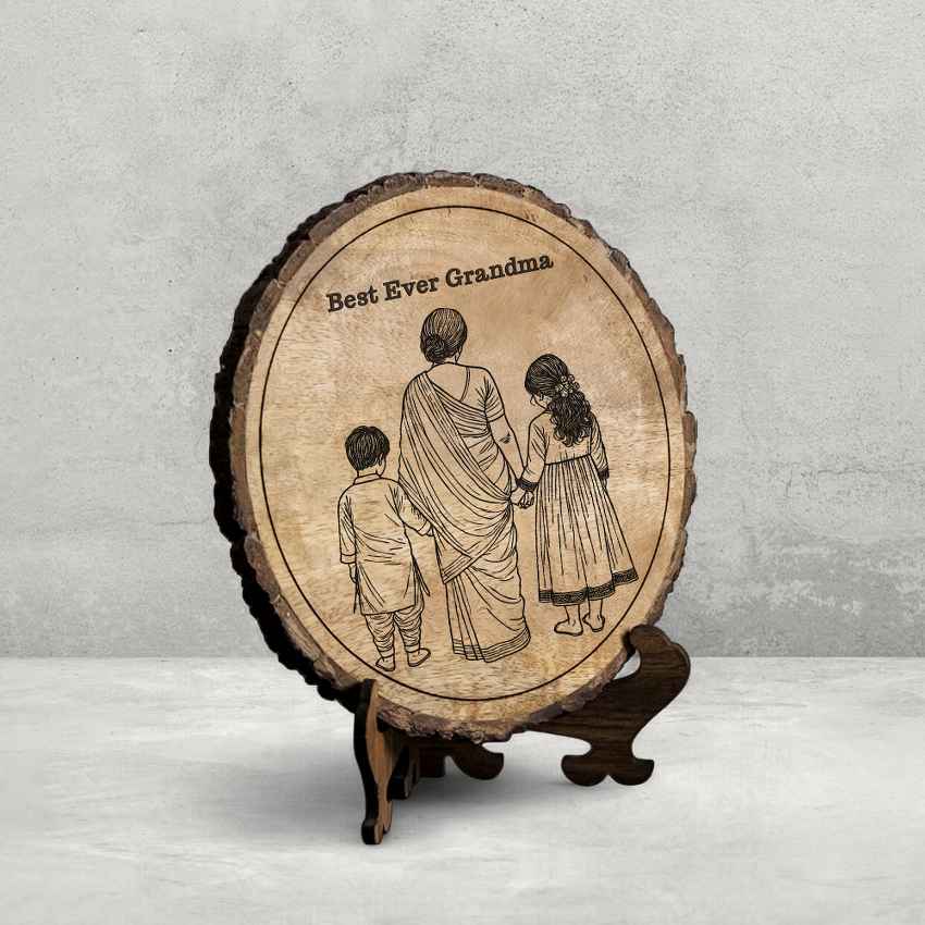 Eternaletch Handcrafted Mango Wood Brown Plaque with Stand Gift Set | 8 inches