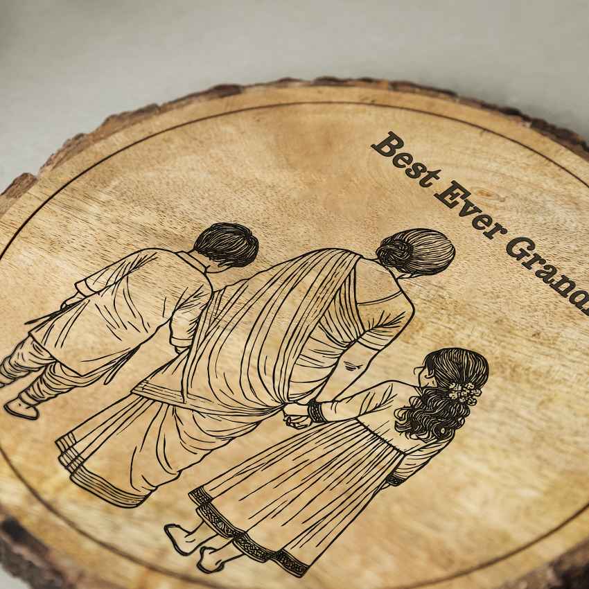 Eternaletch Handcrafted Mango Wood Brown Plaque with Stand Gift Set | 8 inches