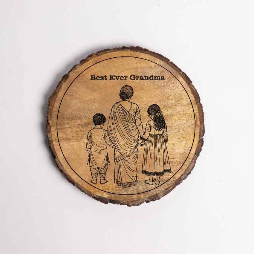 Eternaletch Handcrafted Mango Wood Brown Plaque with Stand Gift Set | 8 inches