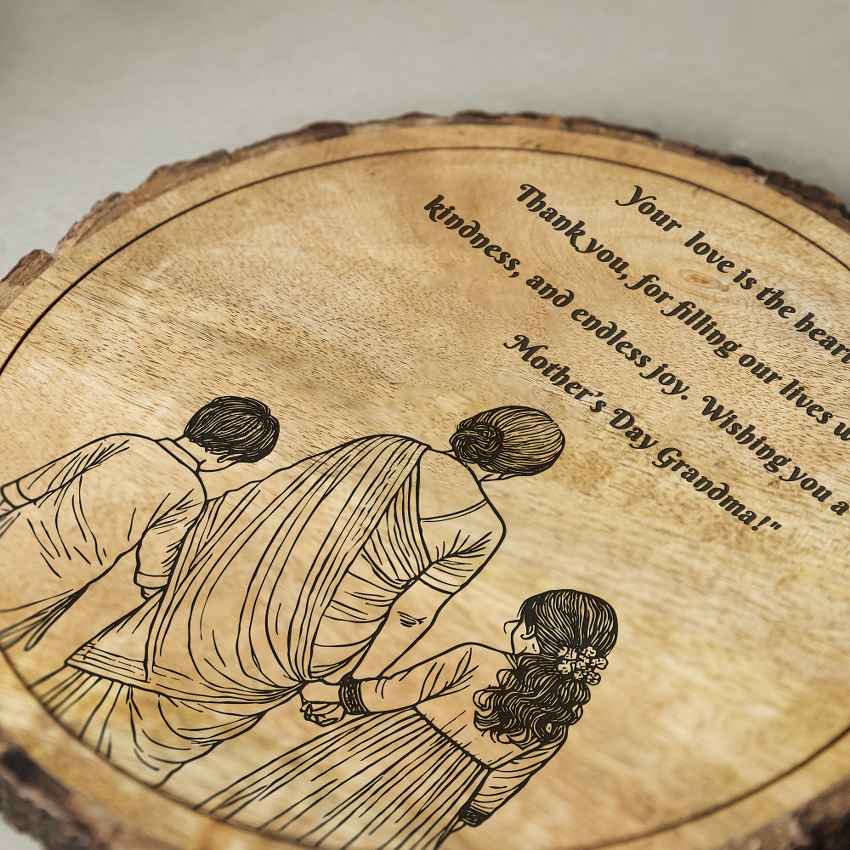Matriglow Handcrafted Mango Wood Brown Plaque with Stand Gift Set | 8 inches