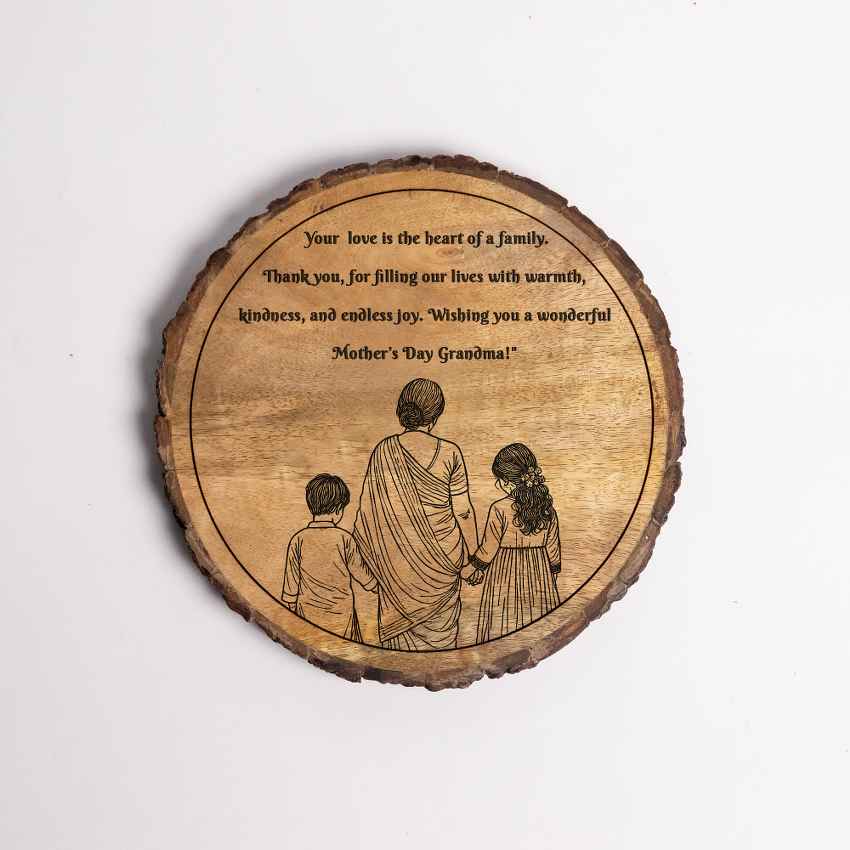 Matriglow Handcrafted Mango Wood Brown Plaque with Stand Gift Set | 8 inches