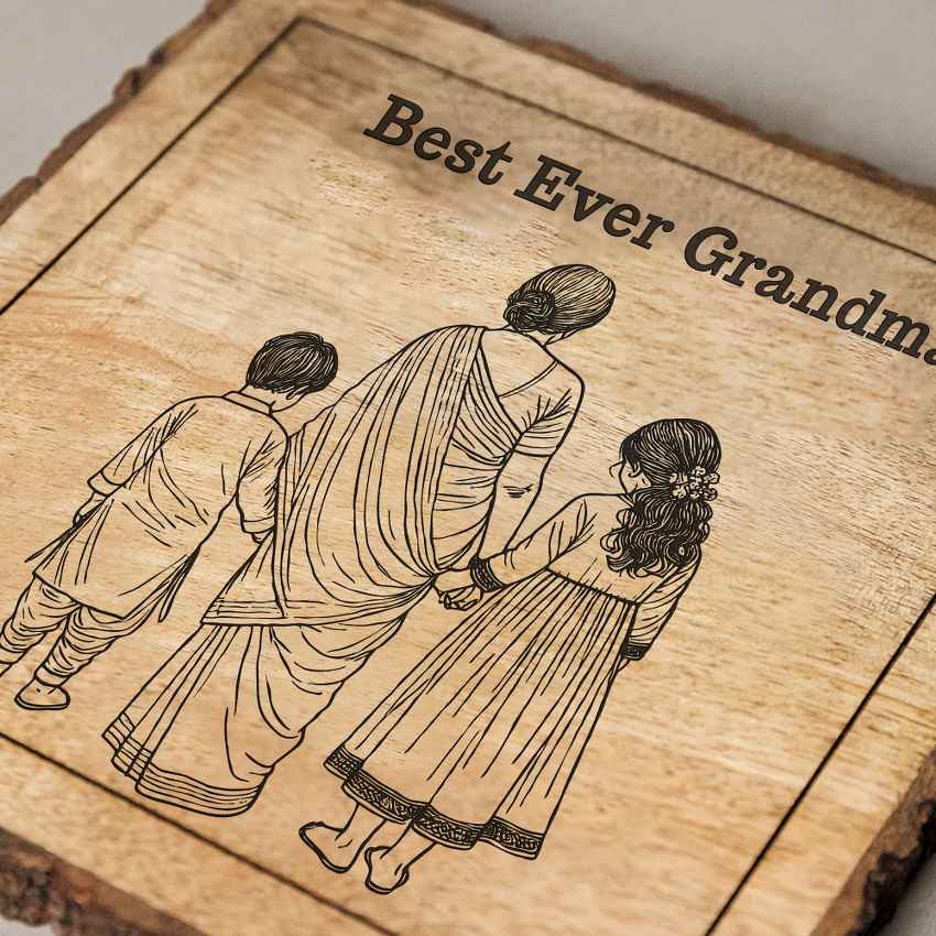 Plaquebloom Handcrafted Mango Wood Brown Plaque with Stand Gift Set | 8 x 8 inches