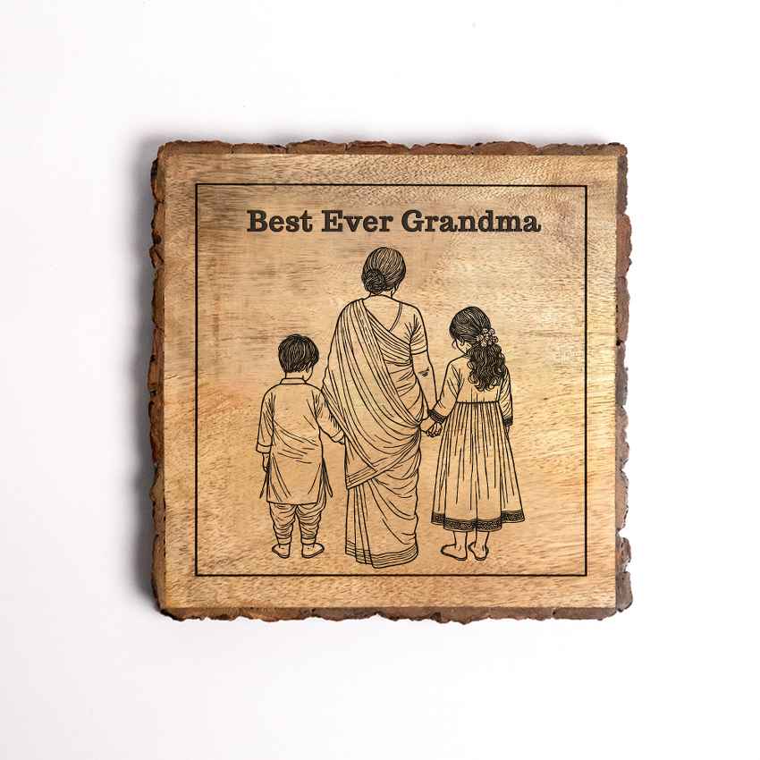 Plaquebloom Handcrafted Mango Wood Brown Plaque with Stand Gift Set | 8 x 8 inches