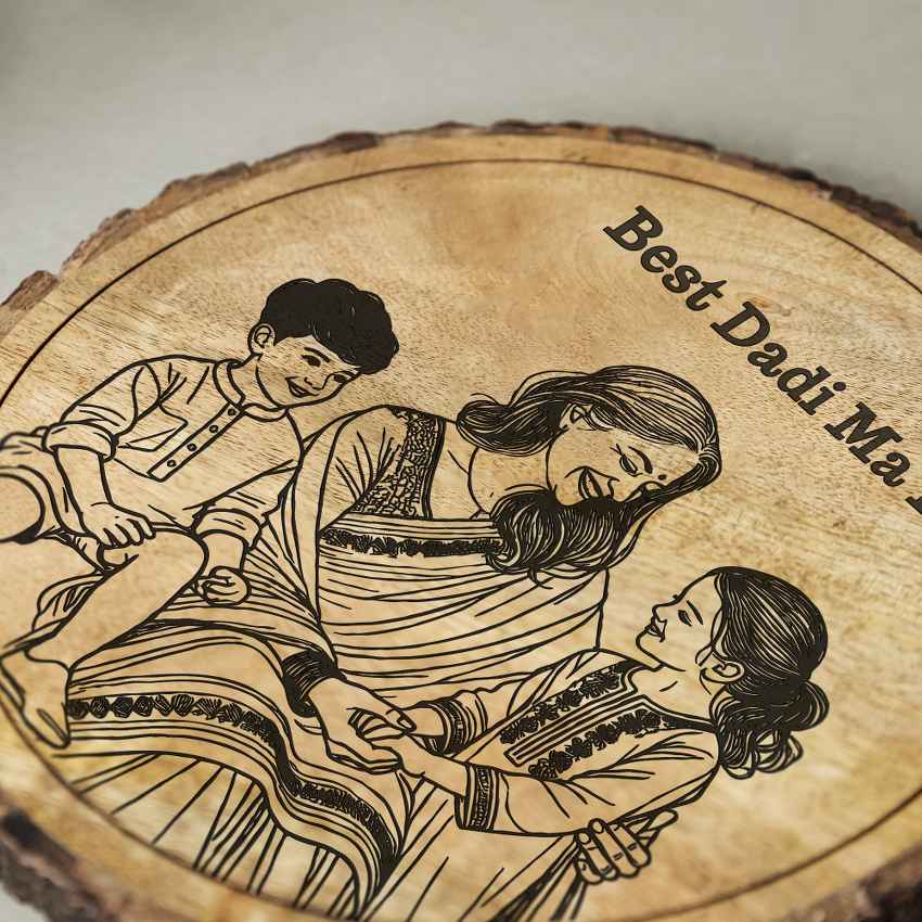 Woodsoothe Handcrafted Mango Wood Brown Plaque with Stand Gift Set | 8 inches