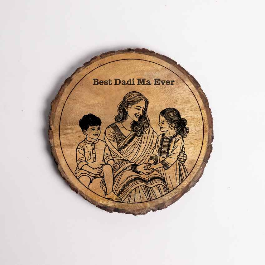 Woodsoothe Handcrafted Mango Wood Brown Plaque with Stand Gift Set | 8 inches