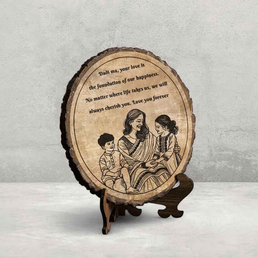 Mamatrace Handcrafted Mango Wood Brown Plaque with Stand Gift Set | 8 inches