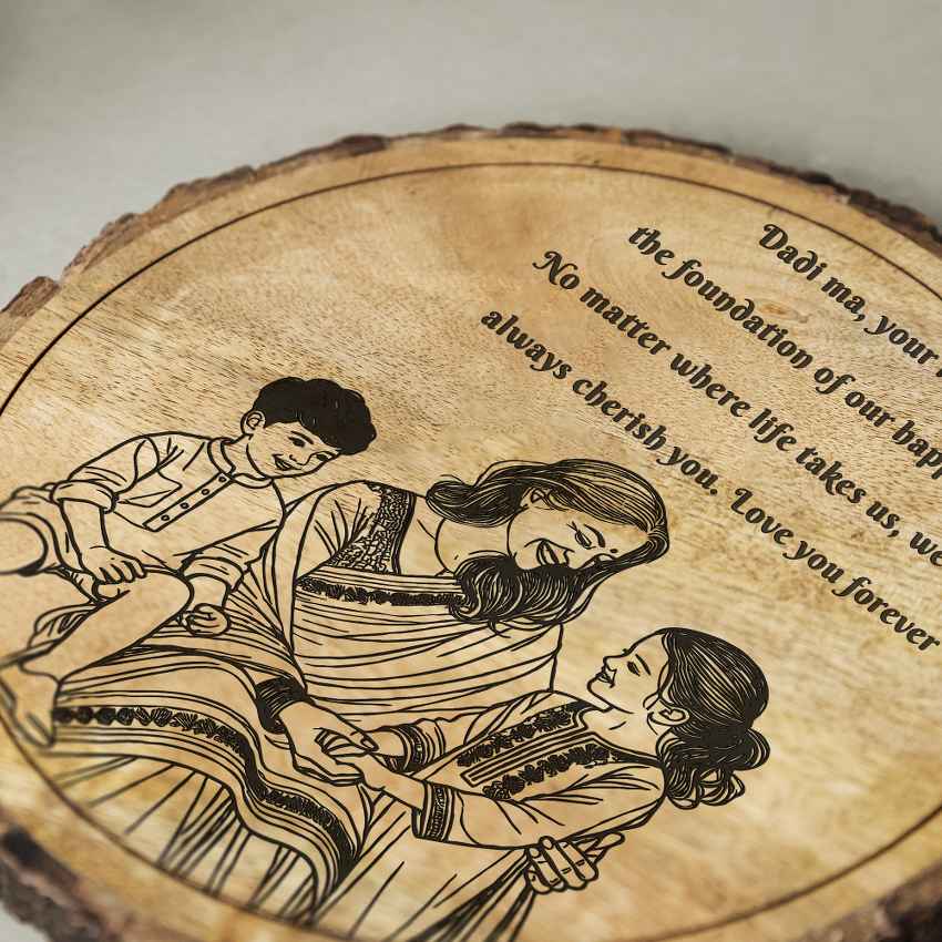 Mamatrace Handcrafted Mango Wood Brown Plaque with Stand Gift Set | 8 inches