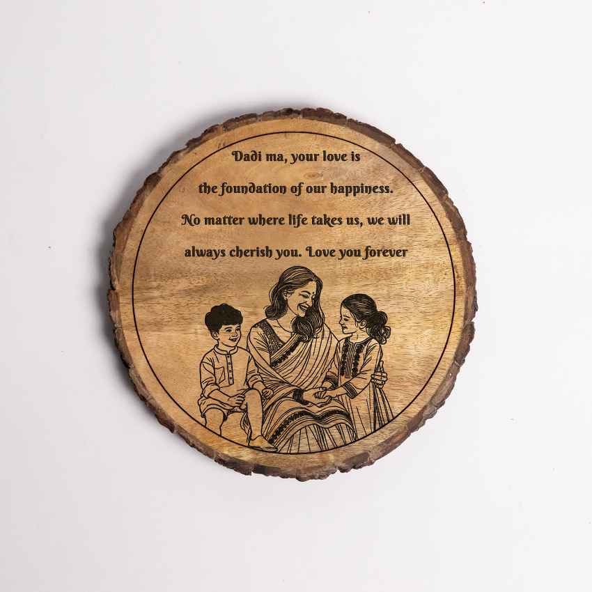 Mamatrace Handcrafted Mango Wood Brown Plaque with Stand Gift Set | 8 inches