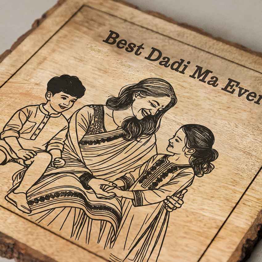 Glowgrain Handcrafted Mango Wood Brown Plaque with Stand Gift Set | 8 x 8 inches