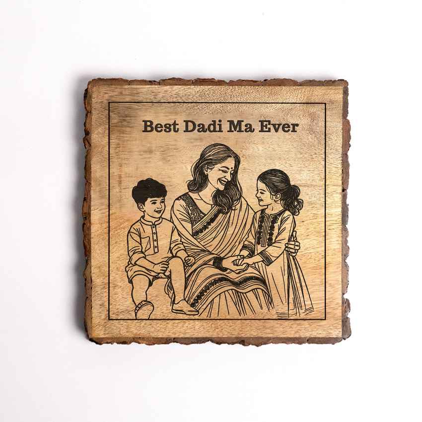 Glowgrain Handcrafted Mango Wood Brown Plaque with Stand Gift Set | 8 x 8 inches