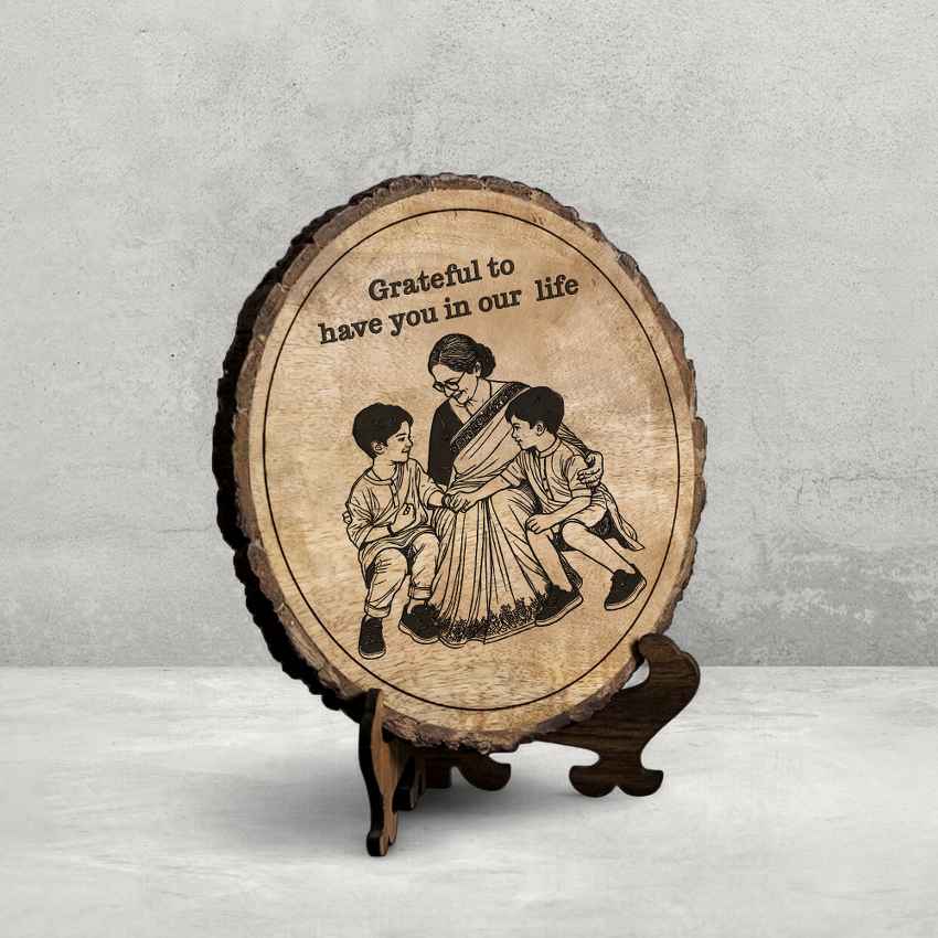 Etchnest Handcrafted Mango Wood Brown Plaque with Stand Gift Set | 8 inches