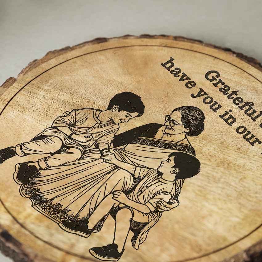 Etchnest Handcrafted Mango Wood Brown Plaque with Stand Gift Set | 8 inches