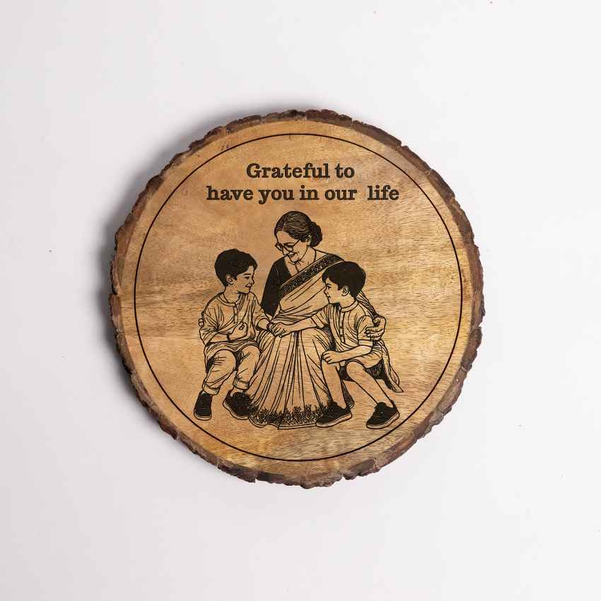 Etchnest Handcrafted Mango Wood Brown Plaque with Stand Gift Set | 8 inches