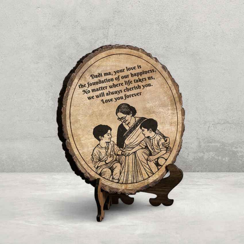 Lovebark Handcrafted Mango Wood Brown Plaque with Stand Gift Set | 8 inches