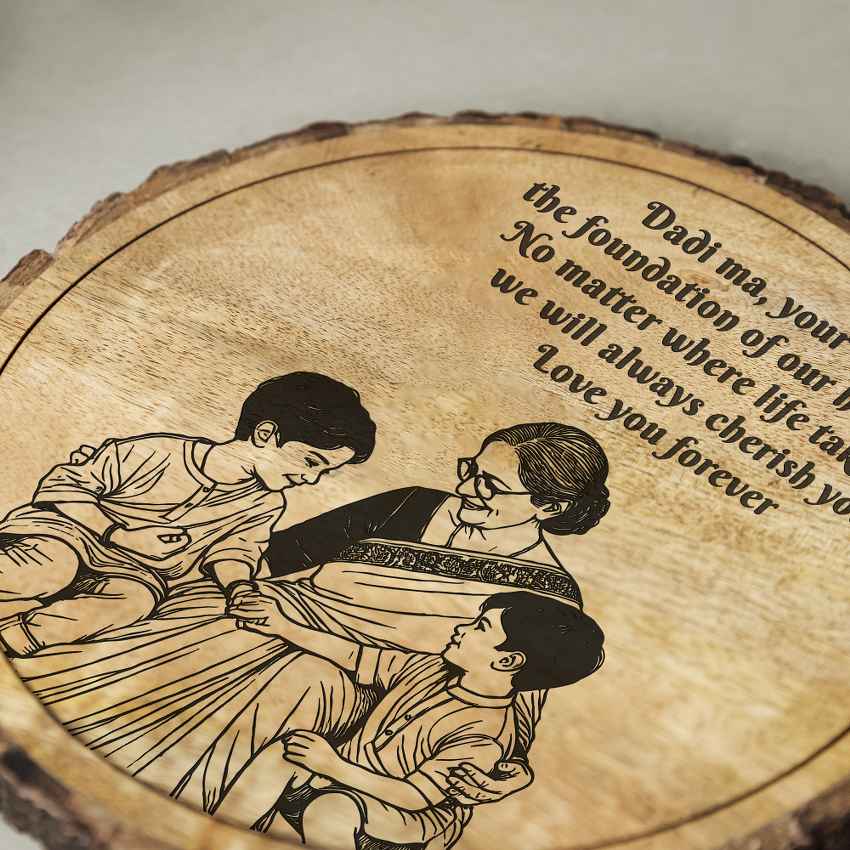 Lovebark Handcrafted Mango Wood Brown Plaque with Stand Gift Set | 8 inches