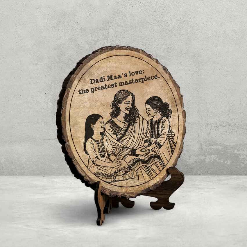Naturenurture Handcrafted Mango Wood Brown Plaque with Stand Gift Set | 8 inches
