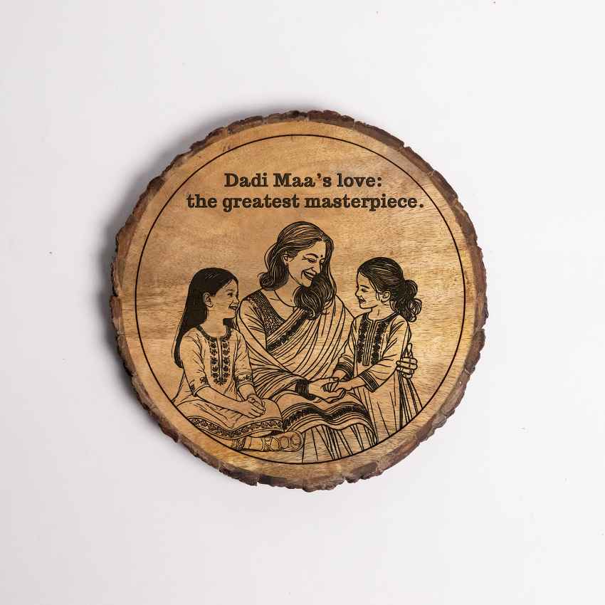Naturenurture Handcrafted Mango Wood Brown Plaque with Stand Gift Set | 8 inches