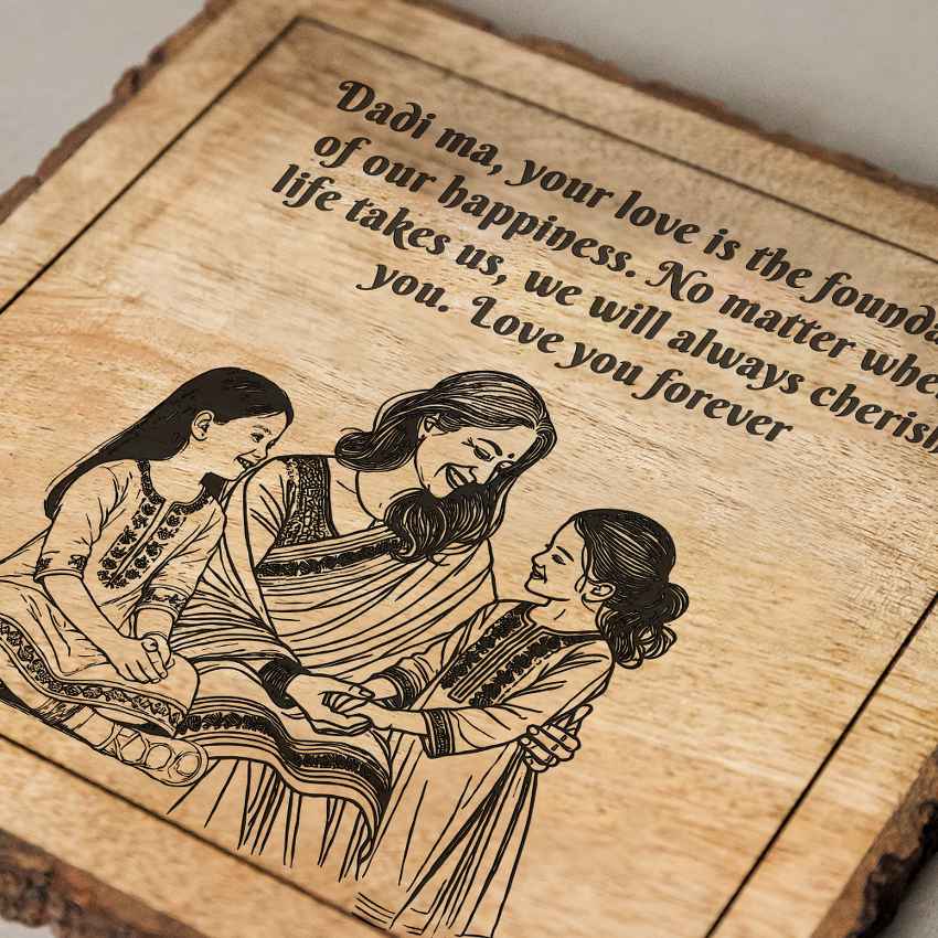 Grainglow Handcrafted Mango Wood Brown Plaque with Stand Gift Set | 8 x 8 inches