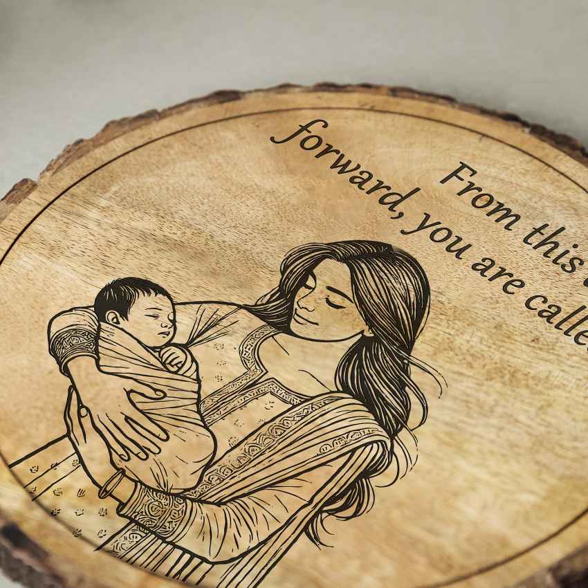 Matriwood Handcrafted Mango Wood Brown Plaque with Stand Gift Set | 8 inches