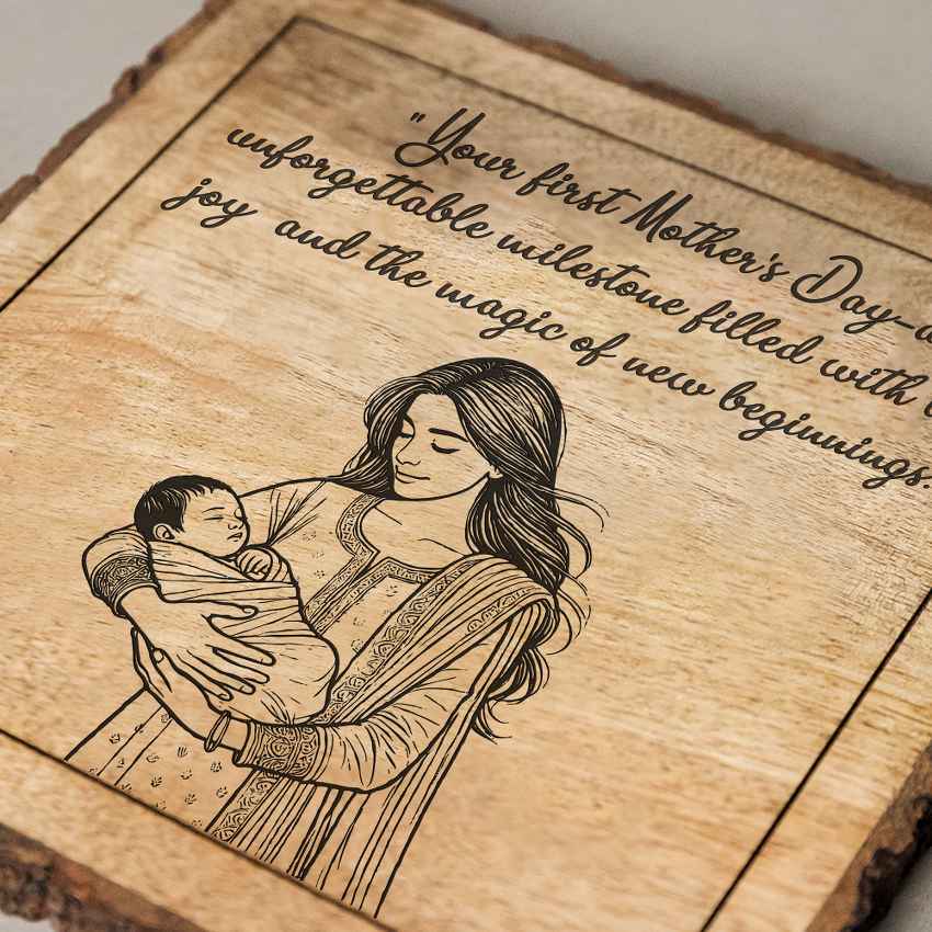 Natureink Handcrafted Mango Wood Brown Plaque with Stand Gift Set | 8 x 8 inches