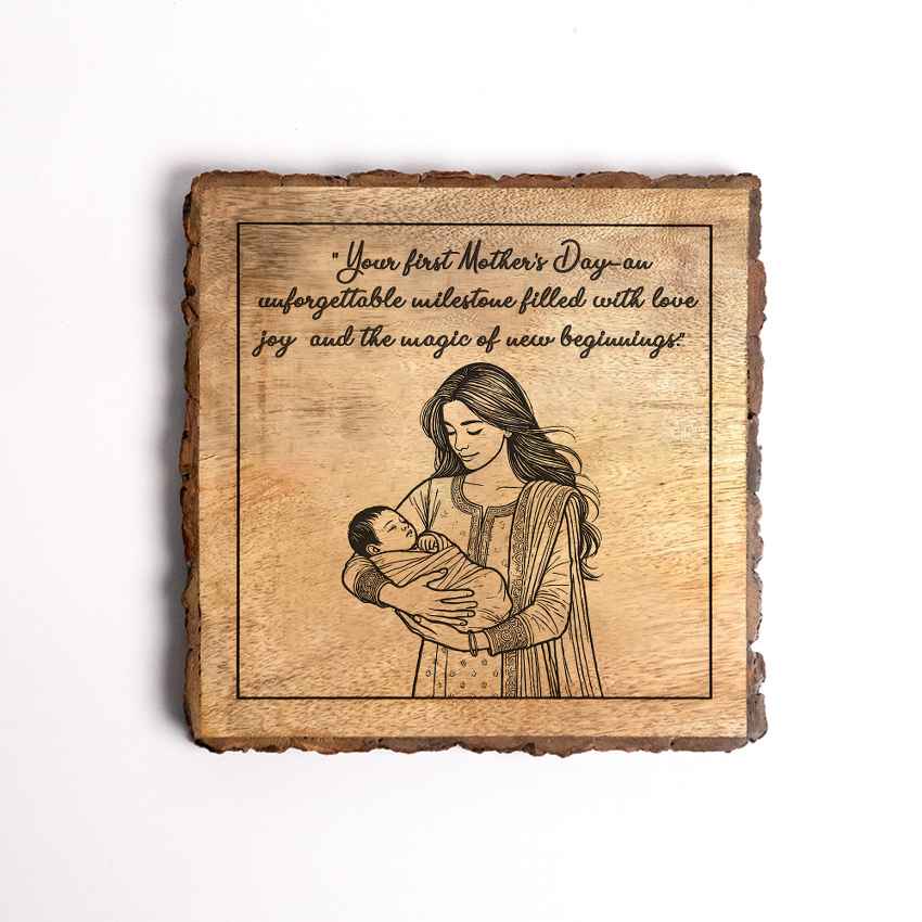 Natureink Handcrafted Mango Wood Brown Plaque with Stand Gift Set | 8 x 8 inches