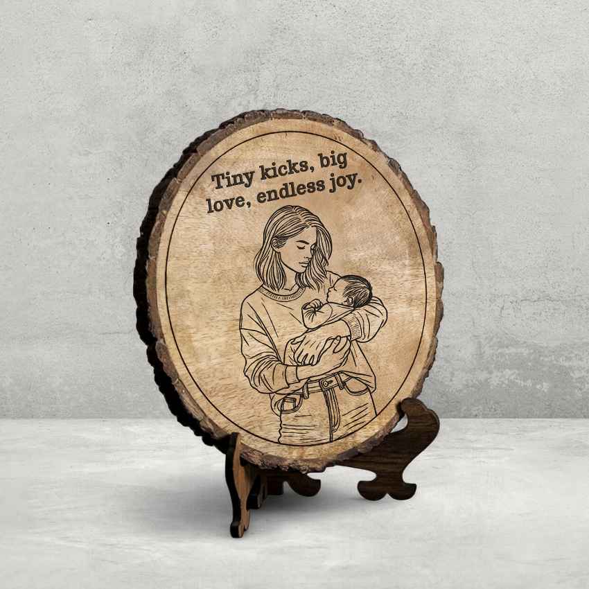 Planklove Handcrafted Mango Wood Brown Plaque with Stand Gift Set | 8 inches
