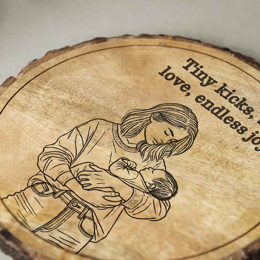 Planklove Handcrafted Mango Wood Brown Plaque with Stand Gift Set | 8 inches