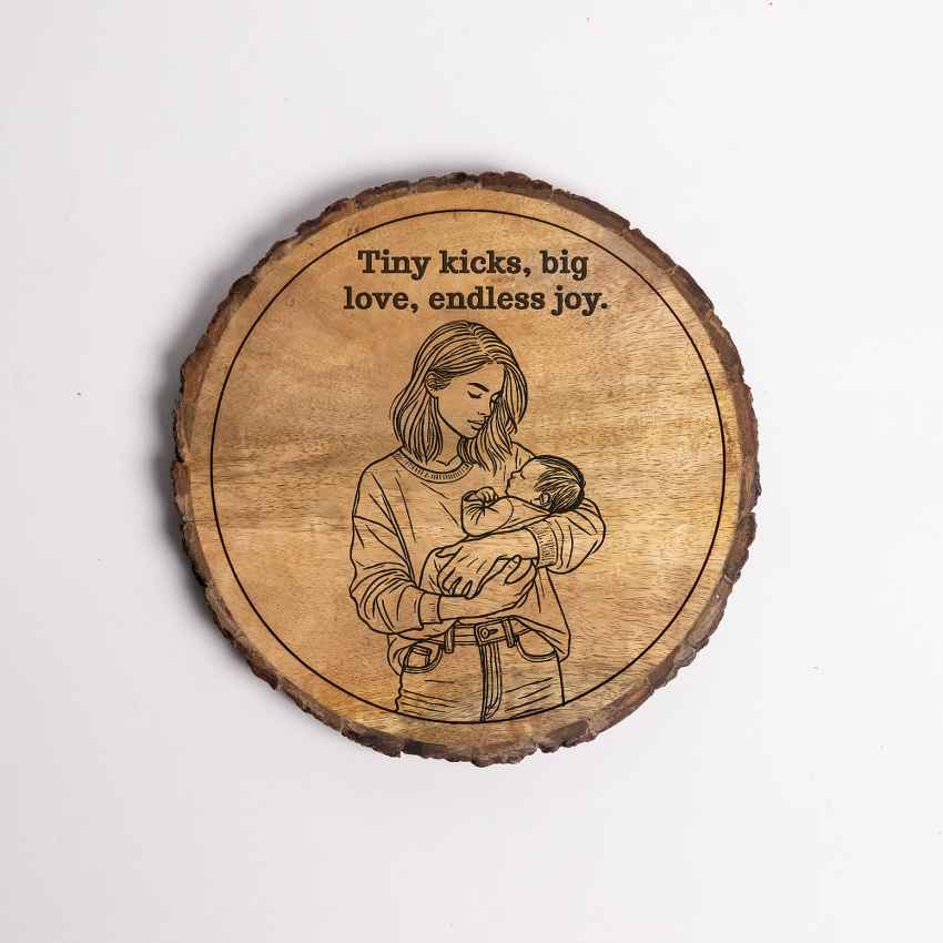 Planklove Handcrafted Mango Wood Brown Plaque with Stand Gift Set | 8 inches