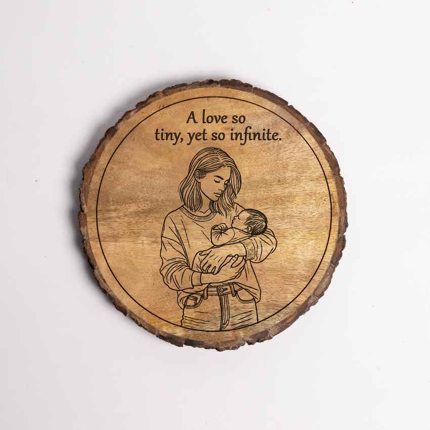 Rootwords Handcrafted Mango Wood Brown Plaque with Stand Gift Set | 8 inches