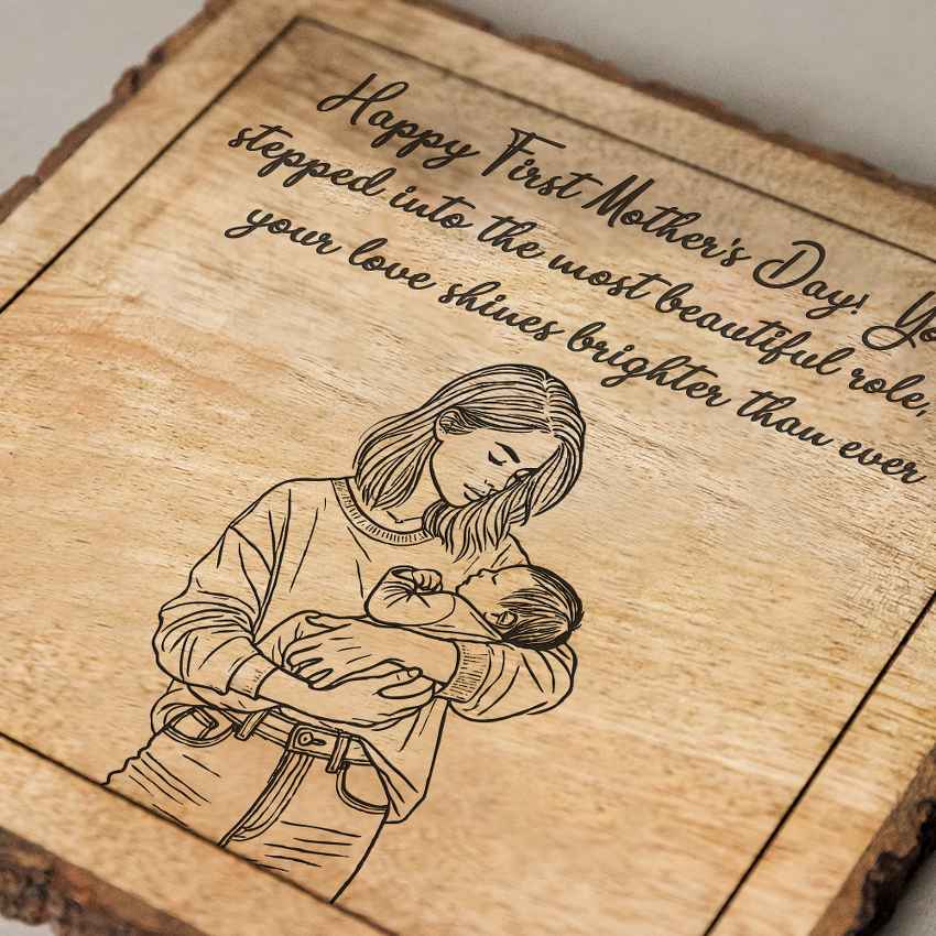 Mamasoul Handcrafted Mango Wood Brown Plaque with Stand Gift Set | 8 x 8 inches