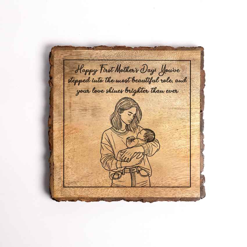 Mamasoul Handcrafted Mango Wood Brown Plaque with Stand Gift Set | 8 x 8 inches