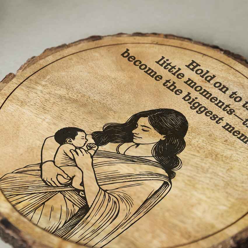 Kindetch Handcrafted Mango Wood Brown Plaque with Stand Gift Set | 8 inches