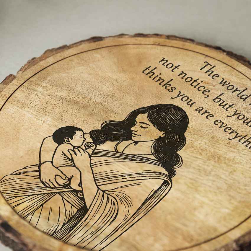 Lovenestle Handcrafted Mango Wood Brown Plaque with Stand Gift Set | 8 inches