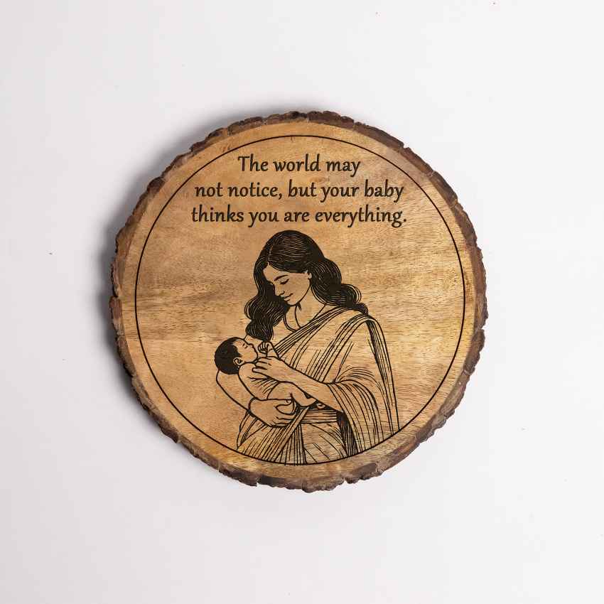 Lovenestle Handcrafted Mango Wood Brown Plaque with Stand Gift Set | 8 inches