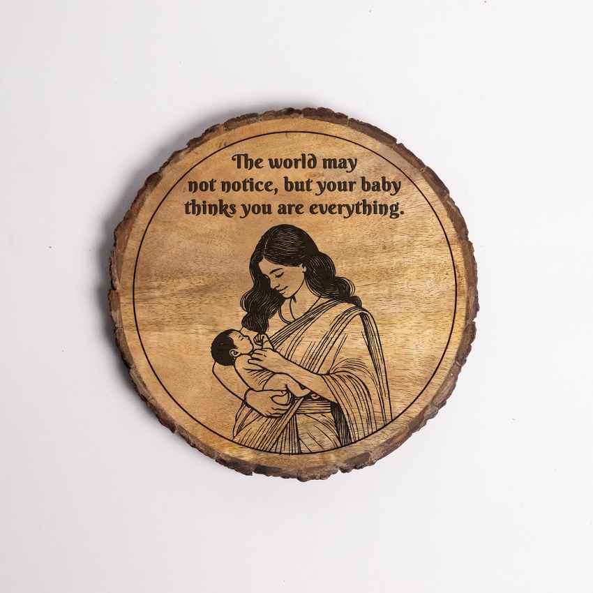 Bloomboard Handcrafted Mango Wood Brown Plaque with Stand Gift Set | 8 inches