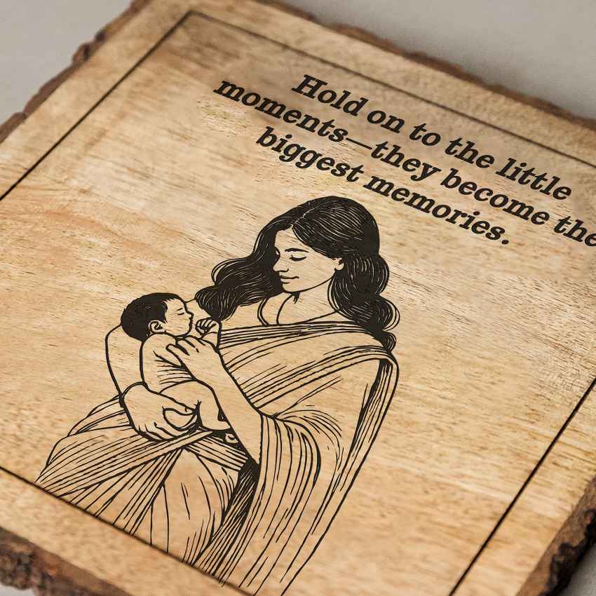 Whispergrain Handcrafted Mango Wood Brown Plaque with Stand Gift Set | 8 x 8 inches