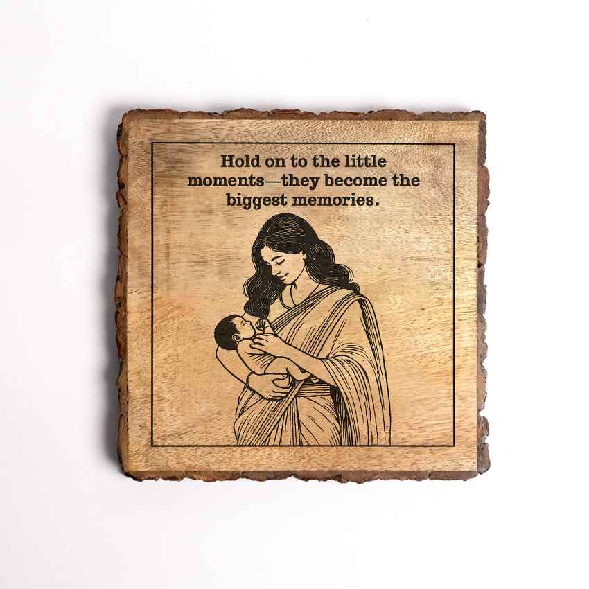 Whispergrain Handcrafted Mango Wood Brown Plaque with Stand Gift Set | 8 x 8 inches