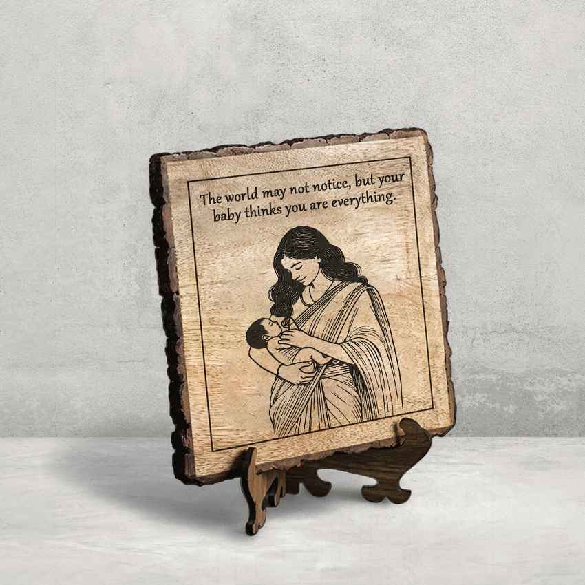 Carveheart Handcrafted Mango Wood Brown Plaque with Stand Gift Set | 8 x 8 inches