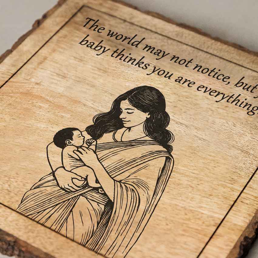 Carveheart Handcrafted Mango Wood Brown Plaque with Stand Gift Set | 8 x 8 inches