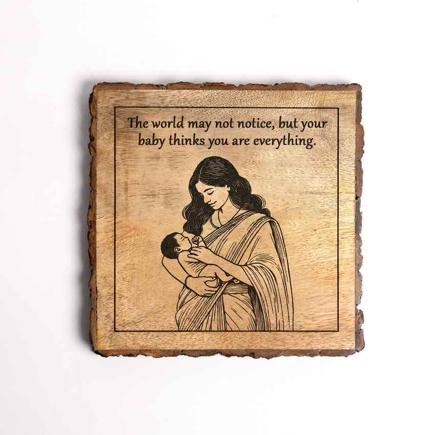 Carveheart Handcrafted Mango Wood Brown Plaque with Stand Gift Set | 8 x 8 inches
