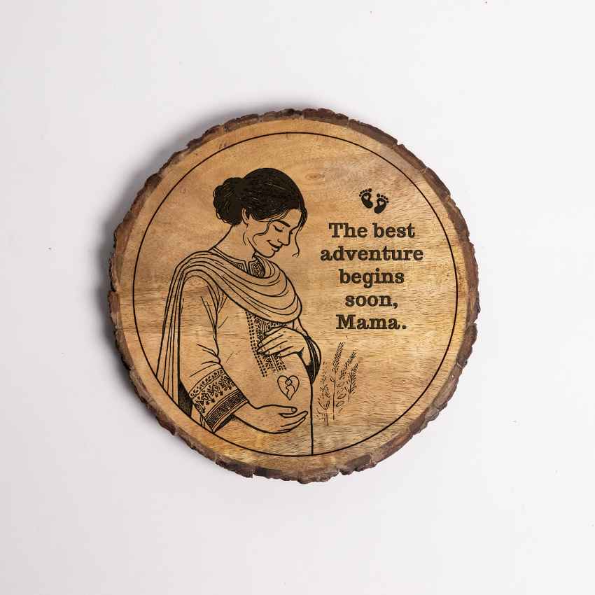 Wildnest Handcrafted Mango Wood Brown Plaque with Stand Gift Set | 8 inches