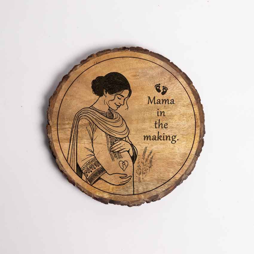 Etchemotion Handcrafted Mango Wood Brown Plaque with Stand Gift Set | 8 inches