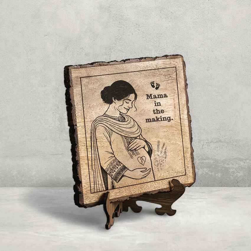 Heartnest Handcrafted Mango Wood Brown Plaque with Stand Gift Set | 8 x 8 inches