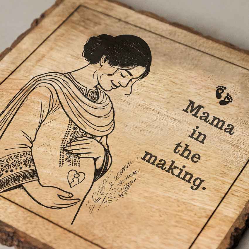 Heartnest Handcrafted Mango Wood Brown Plaque with Stand Gift Set | 8 x 8 inches
